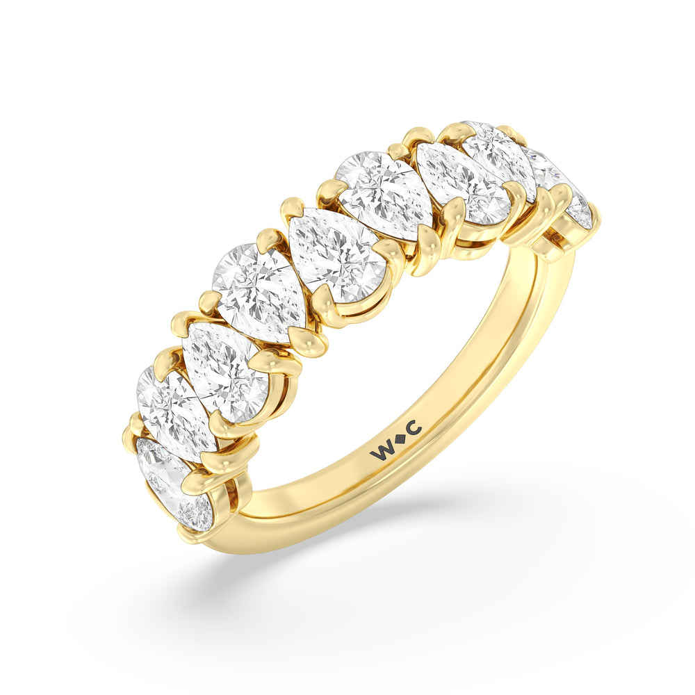 North-South Pear Diamond Anniversary Ring with 18KT Yellow Gold / Natural / 3 Cut Diamond in 14KT Yellow Gold / Natural / 3 view 5
