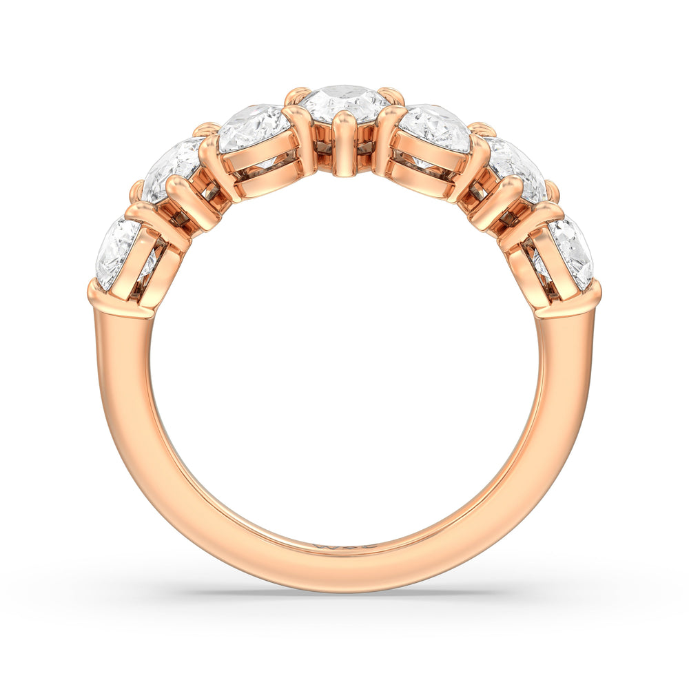 North-South Pear Diamond Anniversary Ring with 18KT Rose Gold / Natural / 4 Cut Diamond in 14KT Rose Gold / Natural / 4 view 4
