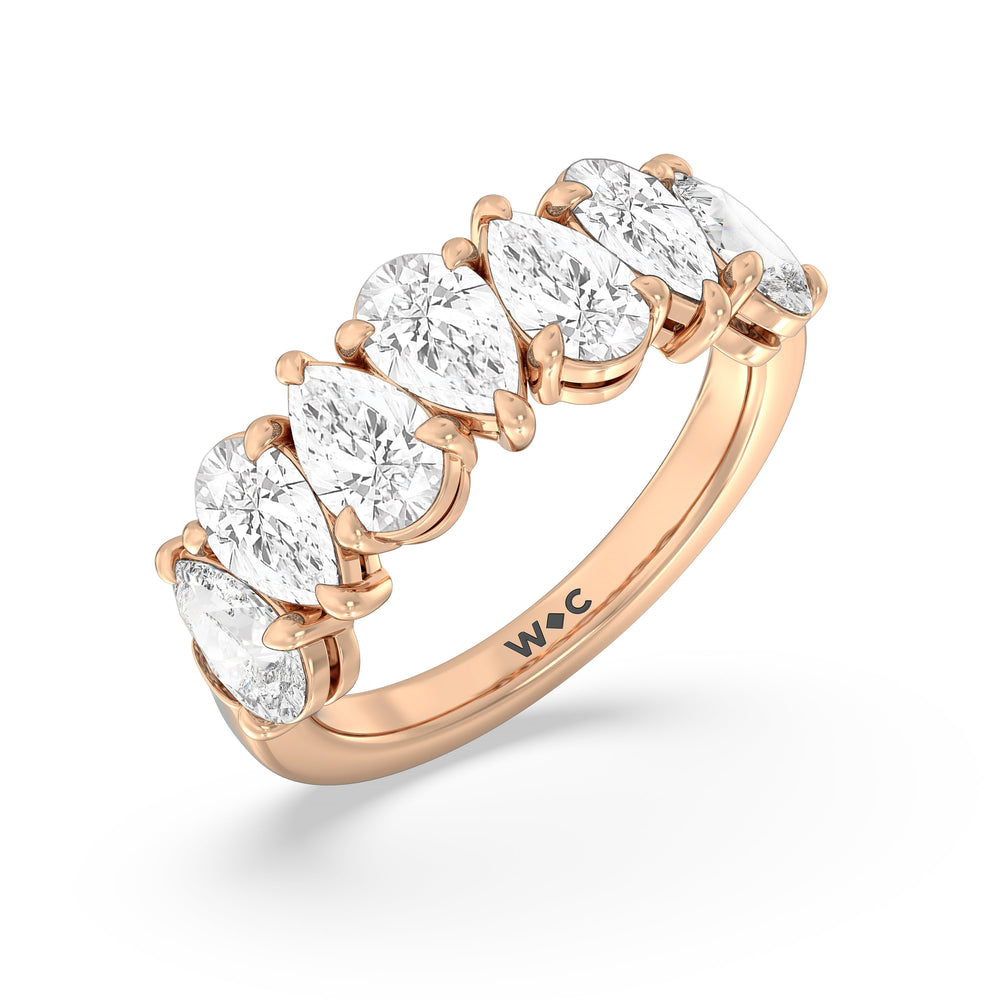 North-South Pear Diamond Anniversary Ring with 18KT Rose Gold / Natural / 4 Cut Diamond in 14KT Rose Gold / Natural / 4 view 5
