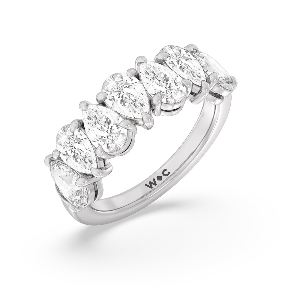 North-South Pear Diamond Anniversary Ring with Platinum / Natural / 4 Cut Diamond in 14KT Platinum / Natural / 4 view 5
