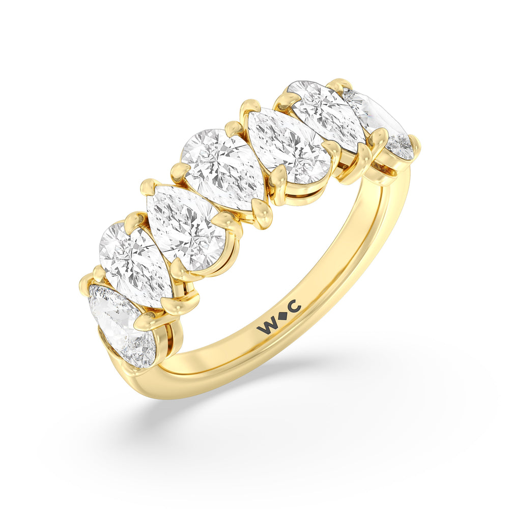North-South Pear Diamond Anniversary Ring with 18KT Yellow Gold / Natural / 4 Cut Diamond in 14KT Yellow Gold / Natural / 4 view 5

