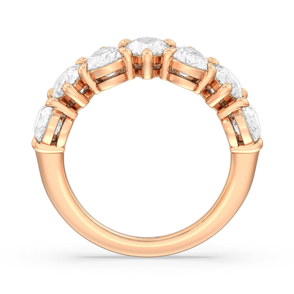 North-South Pear Diamond Anniversary Ring with 18KT Rose Gold / Natural / 4 9/10 Cut Diamond in 14KT Rose Gold / Natural / 4 9/10 view 4

