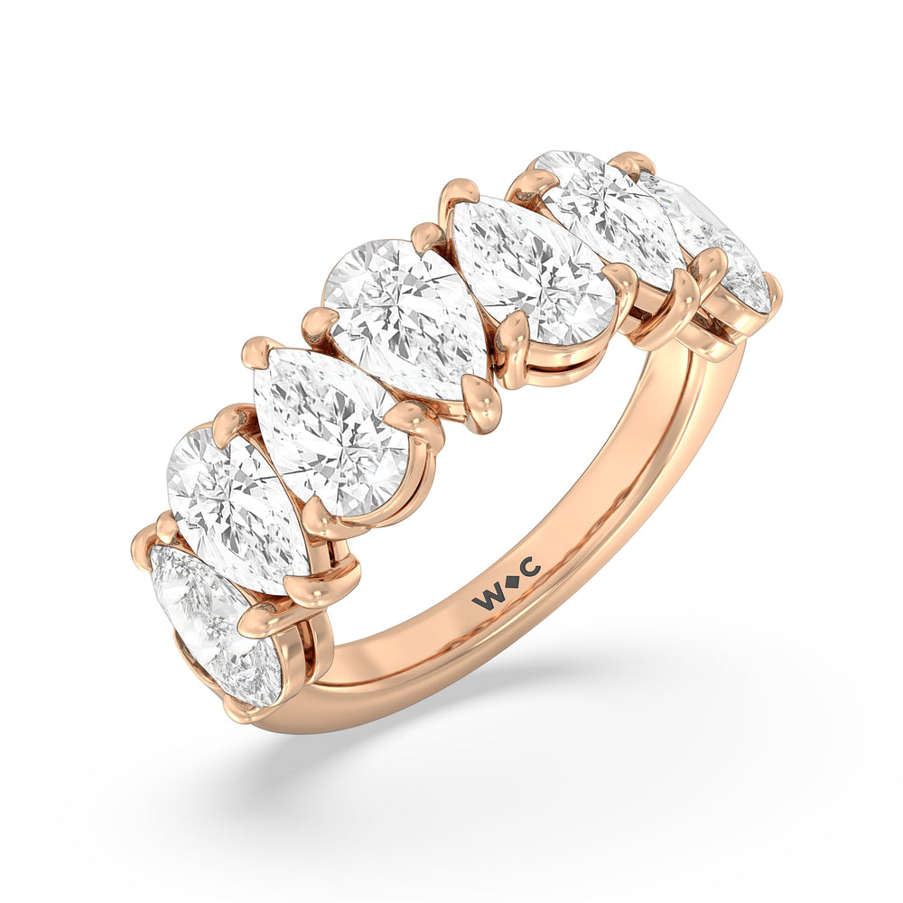 North-South Pear Diamond Anniversary Ring with 18KT Rose Gold / Natural / 4 9/10 Cut Diamond in 14KT Rose Gold / Natural / 4 9/10 view 5
