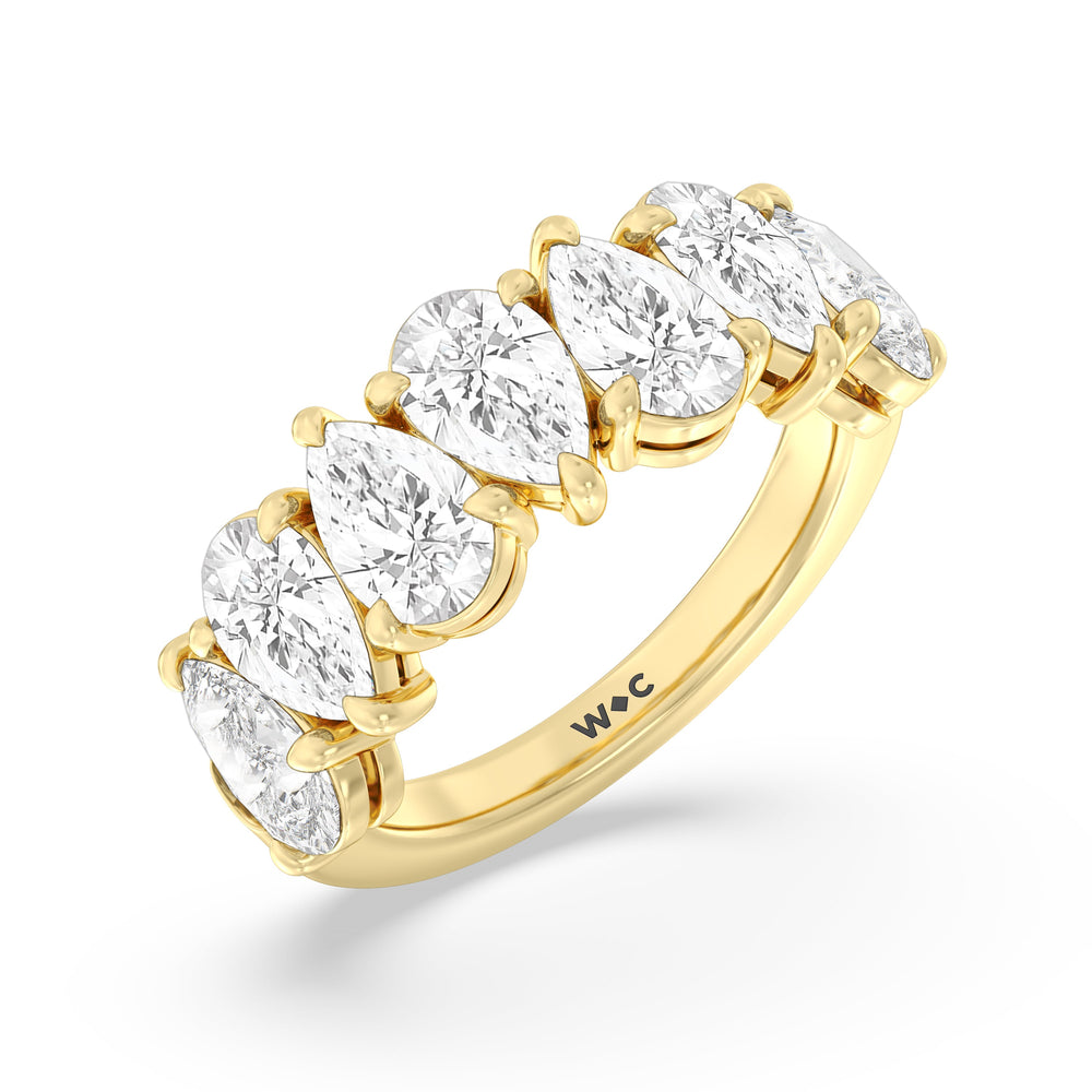North-South Pear Diamond Anniversary Ring with 18KT Yellow Gold / Natural / 4 9/10 Cut Diamond in 14KT Yellow Gold / Natural / 4 9/10 view 5
