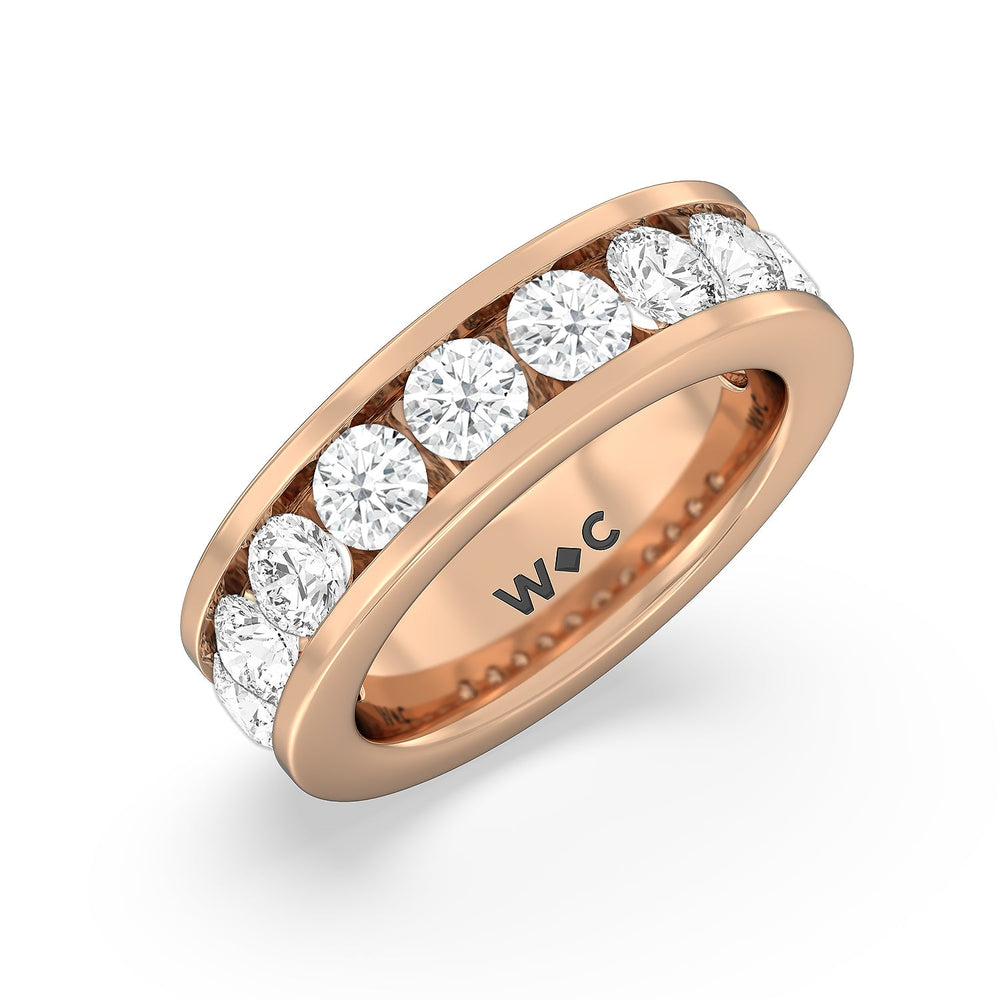 Round Brilliant Cut Diamond Channel Set Band (F/G SI+) with 18KT Rose Gold / Natural / 3 Cut Diamond in 14KT Rose Gold / Natural / 3 view 5
