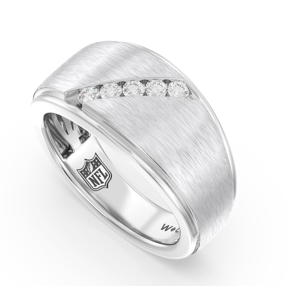 NFL Men's Diamond Band with Platinum / Natural / Chiefs Cut Diamond in 14KT Platinum / Natural / Chiefs view 4
