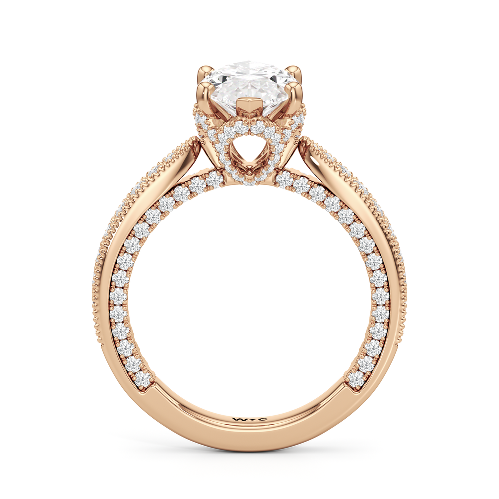 The Chrysler Ring with Marquise Cut Diamond in 14KT Rose Gold view 3
