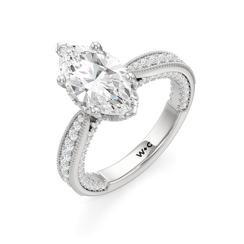The Chrysler Ring with Marquise Cut Diamond in 14KT Platinum view 4
