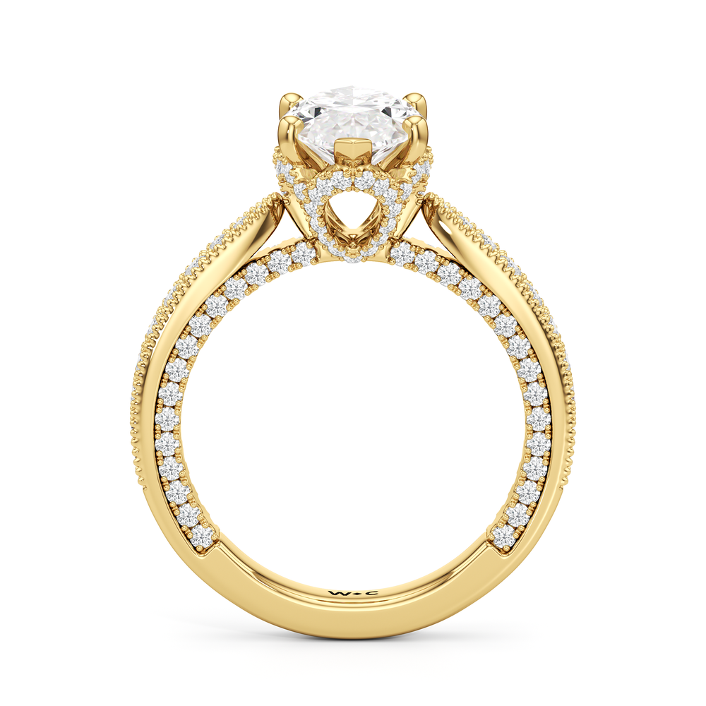 The Chrysler Ring with Marquise Cut Diamond in 14KT Yellow Gold view 3
