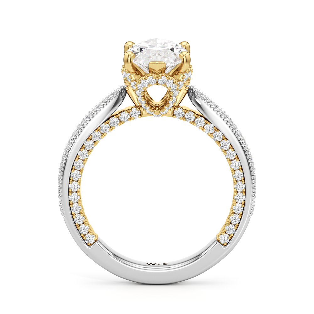 The Chrysler Ring with Marquise Cut Diamond in 14KT White & Yellow Gold view 3

