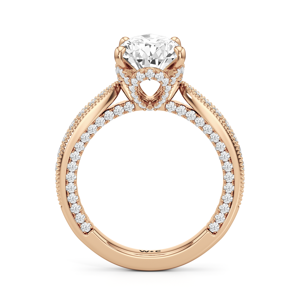 The Chrysler Ring with Pear Cut Diamond in 14KT Rose Gold view 3
