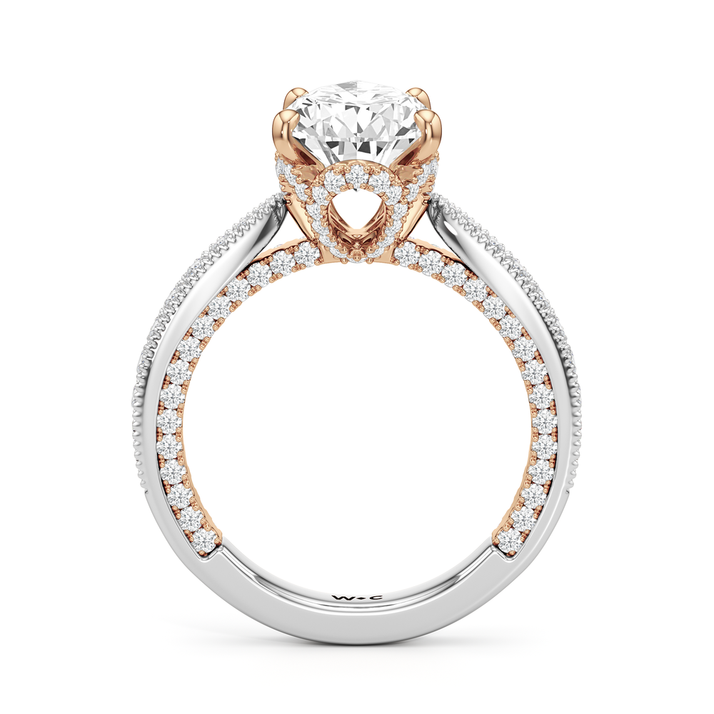 The Chrysler Ring with Pear Cut Diamond in 14KT White & Rose Gold view 3

