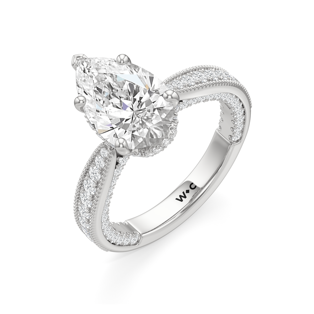 The Chrysler Ring with Pear Cut Diamond in 14KT Platinum view 4
