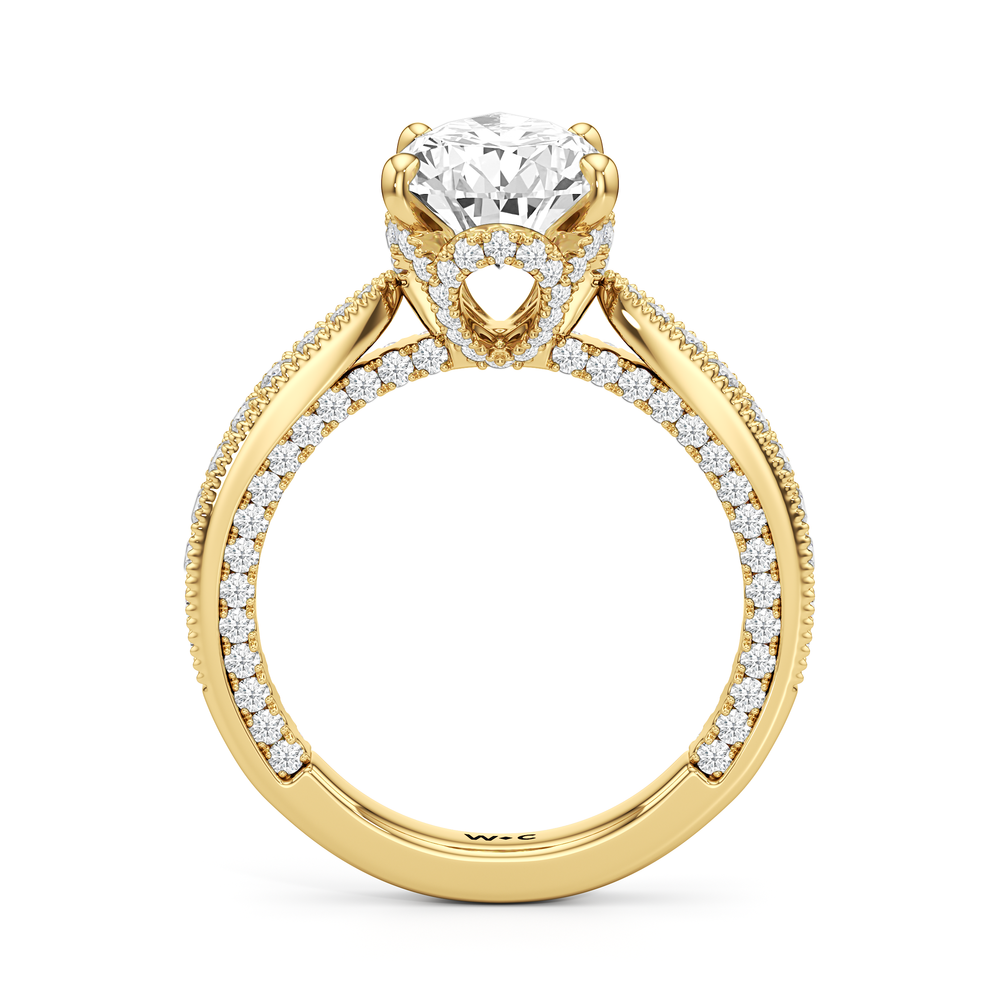 The Chrysler Ring with Pear Cut Diamond in 14KT Yellow Gold view 3
