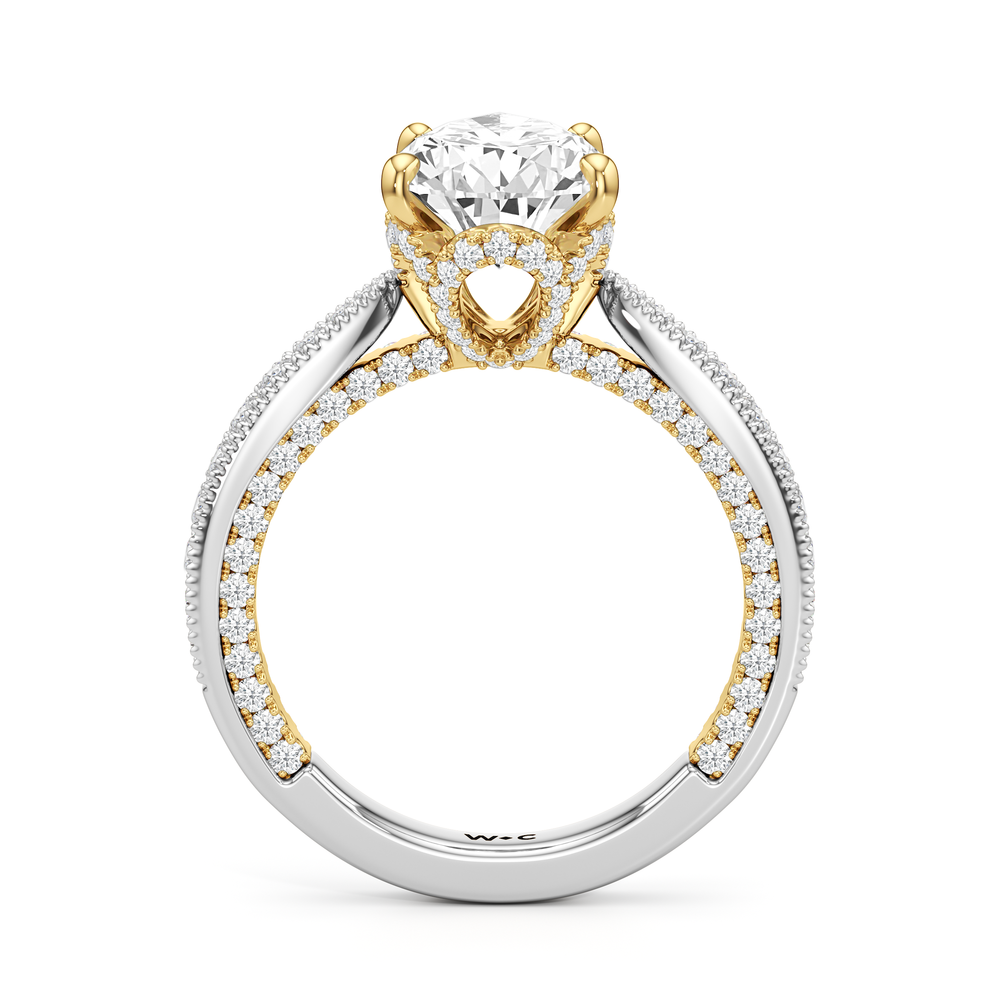 The Chrysler Ring with Pear Cut Diamond in 14KT White & Yellow Gold view 3
