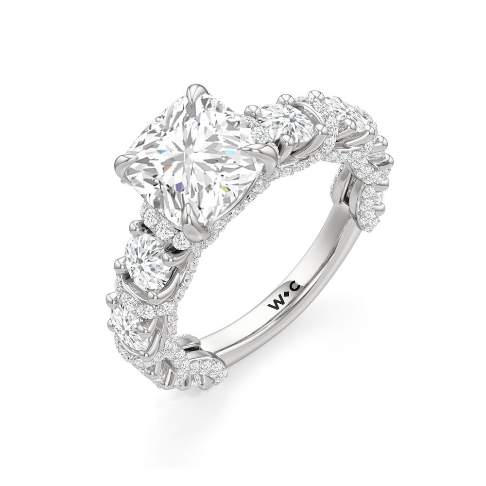 Cushion Cut The Fulton Ring with Lab Grown Diamond in 14KT Platinum view 7
