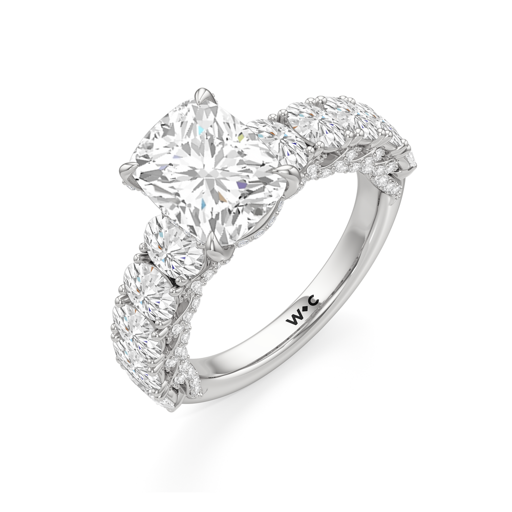 Elongated Cushion Cut The Roosevelt Ring with Lab Grown Diamond in 14KT Platinum view 7
