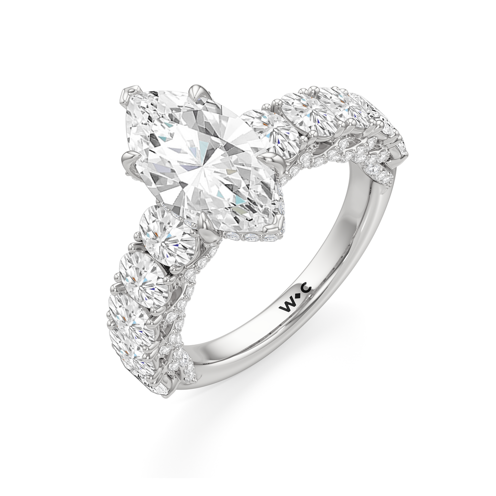 Marquise Cut The Roosevelt Ring with Lab Grown Diamond in 14KT Platinum view 7
