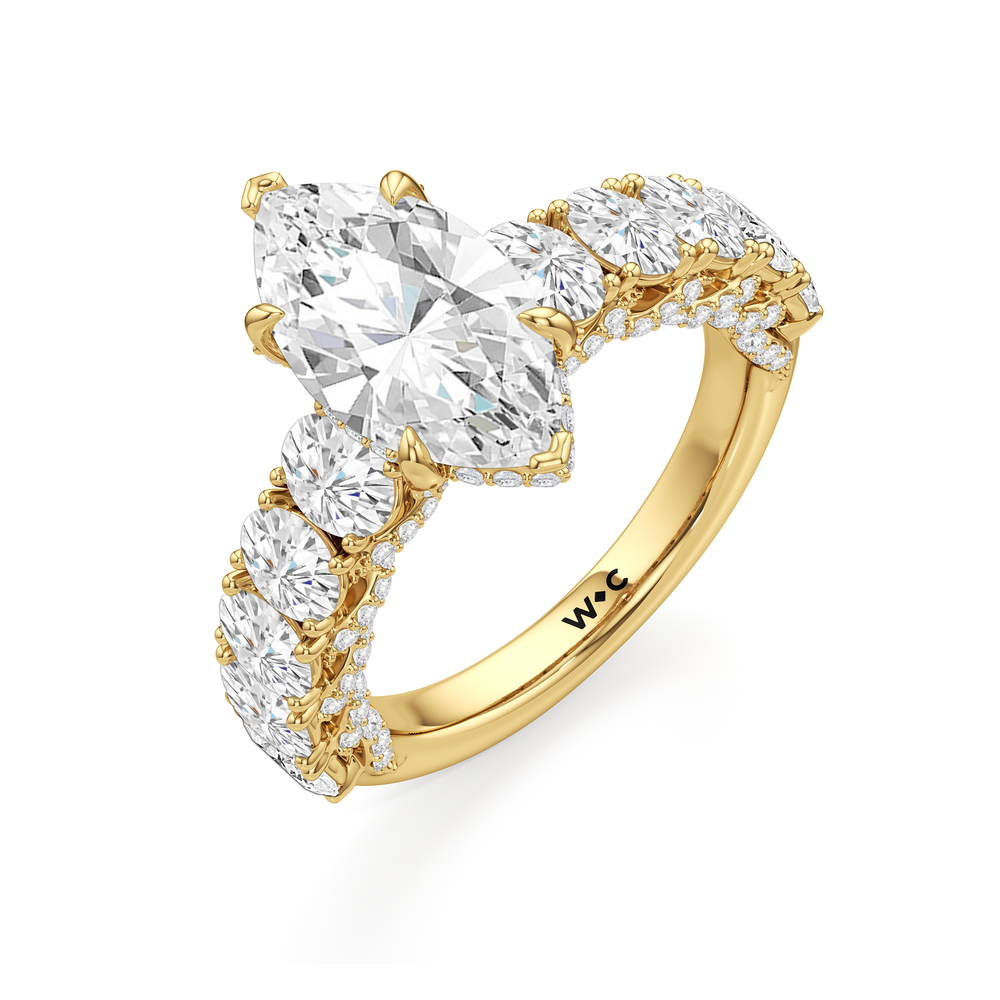 Marquise Cut The Roosevelt Ring with Lab Grown Diamond in 14KT Yellow Gold view 7
