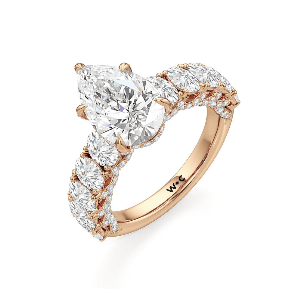 Pear Cut The Roosevelt Ring with Lab Grown Diamond in 14KT Rose Gold view 7

