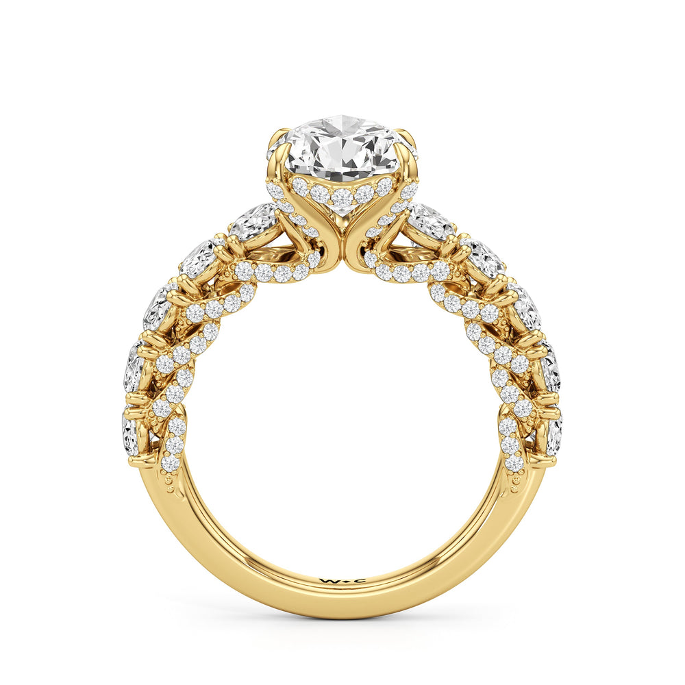 Pear Cut The Roosevelt Ring with Lab Grown Diamond in 14KT Yellow Gold view 6
