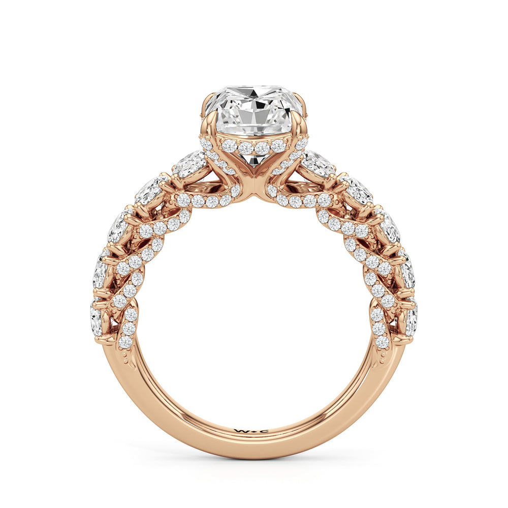Radiant Cut The Roosevelt Ring with Lab Grown Diamond in 14KT Rose Gold view 6
