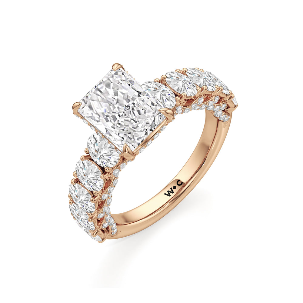 Radiant Cut The Roosevelt Ring with Lab Grown Diamond in 14KT Rose Gold view 7
