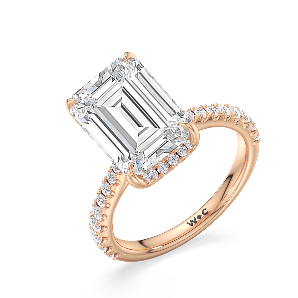 Emerald Cut The Cassatt Ring with Lab Grown Diamond in 14KT Rose Gold view 4
