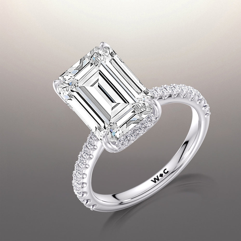 The Cassatt Ring with Emerald Cut Diamond in 14KT Platinum view 3
