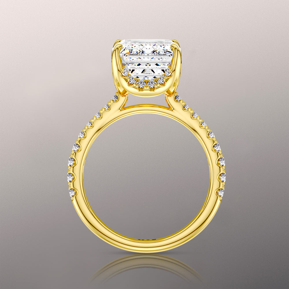 The Cassatt Ring with Emerald Cut Diamond in 14KT Yellow Gold view 4
