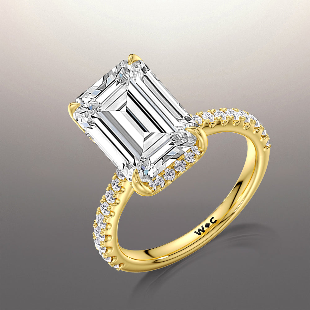 The Cassatt Ring with Emerald Cut Diamond in 14KT Yellow Gold view 3
