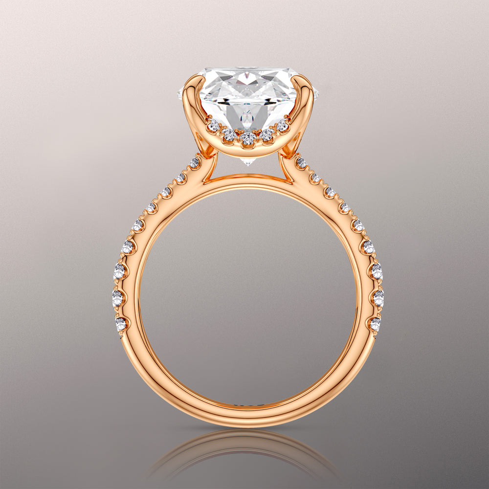 The Cassatt Ring with Oval Cut Diamond in 14KT Rose Gold view 4
