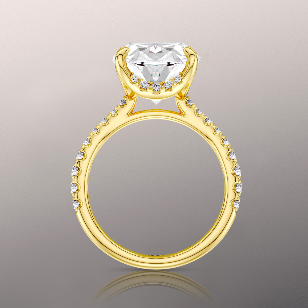 The Cassatt Ring with Oval Cut Diamond in 14KT Yellow Gold view 4
