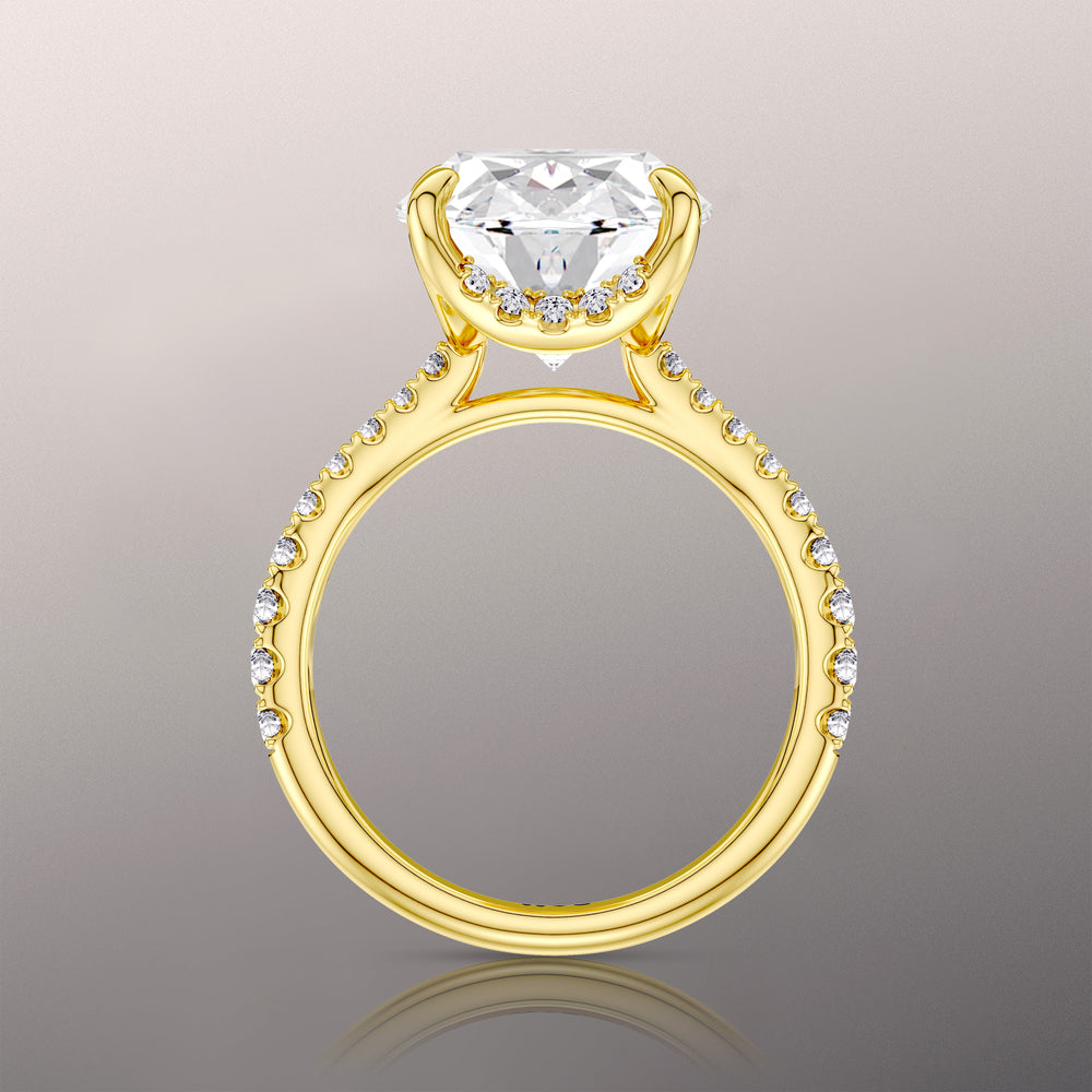 5.04ct Oval Cassatt Lab Diamond Engagement Ring with 5 5/8 Cut Diamond in 14KT Oval view 3
