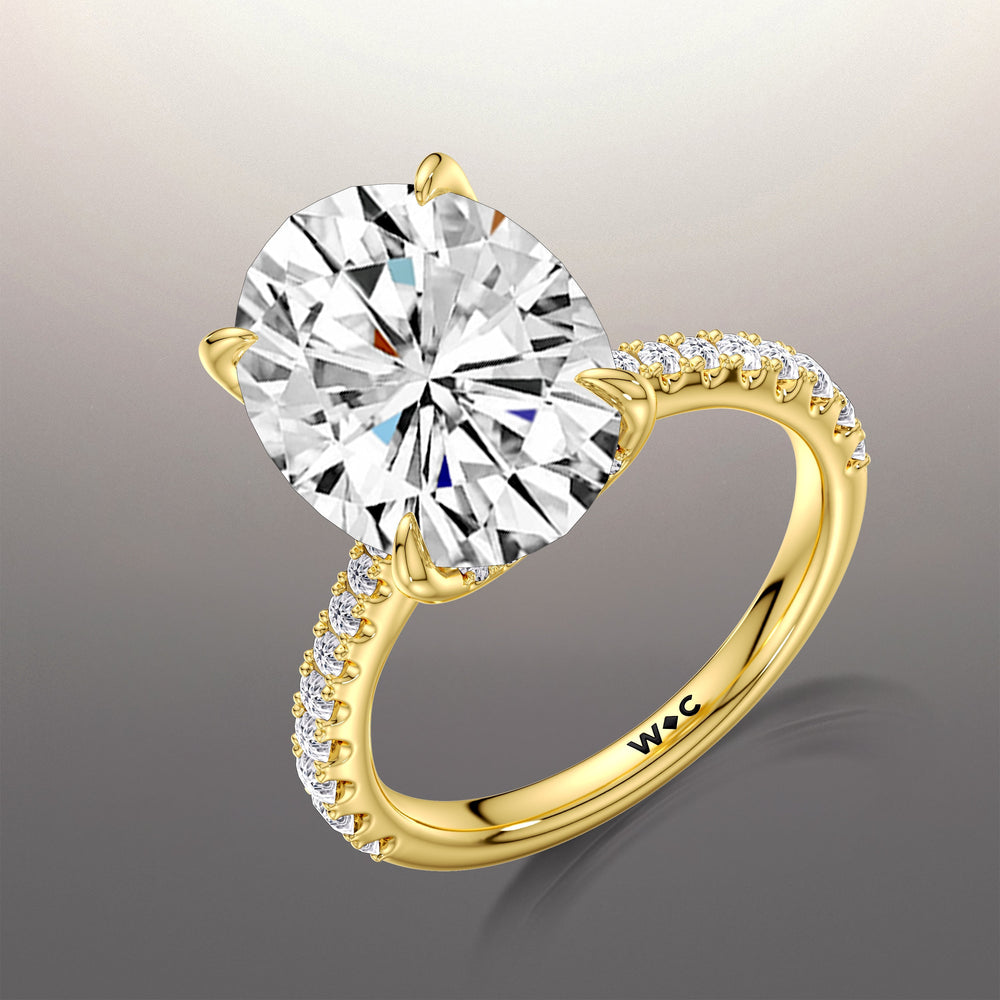5.04ct Oval Cassatt Lab Diamond Engagement Ring with 5 5/8 Cut Diamond in 14KT Oval view 2
