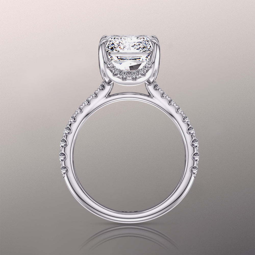 6.10ct Radiant Cassatt Engagement Ring with 6 3/4 Cut Diamond in 14KT Radiant view 3
