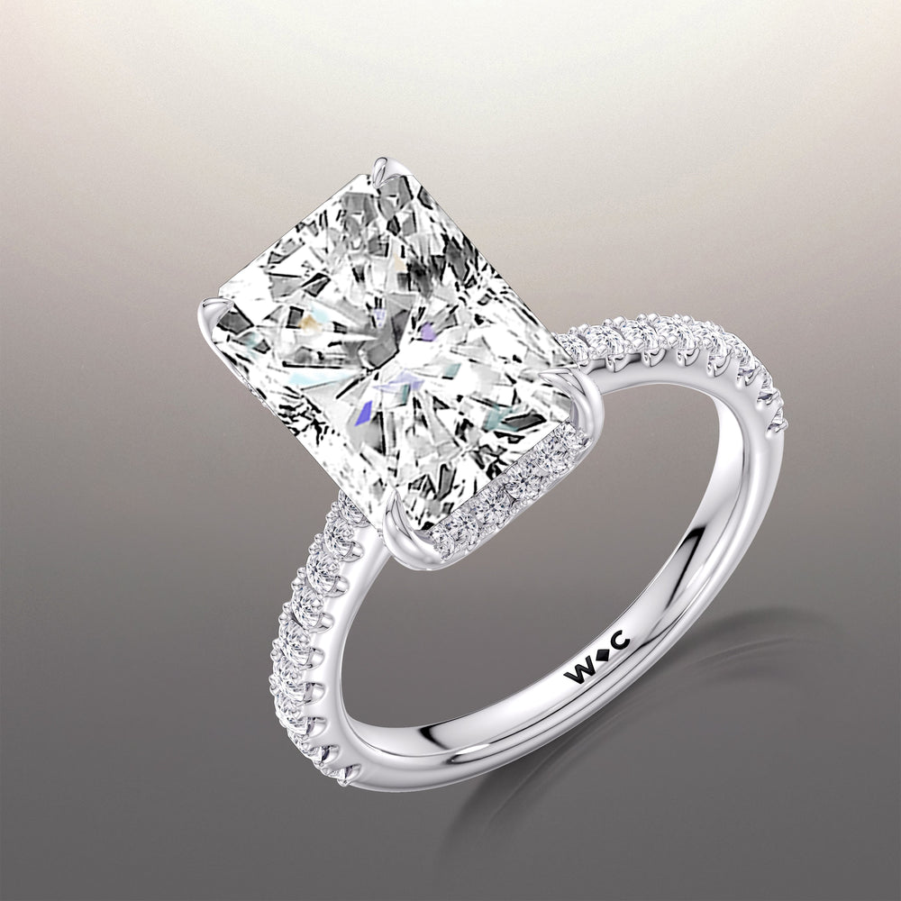 The Cassatt Ring with Radiant Cut Diamond in 14KT Platinum view 3
