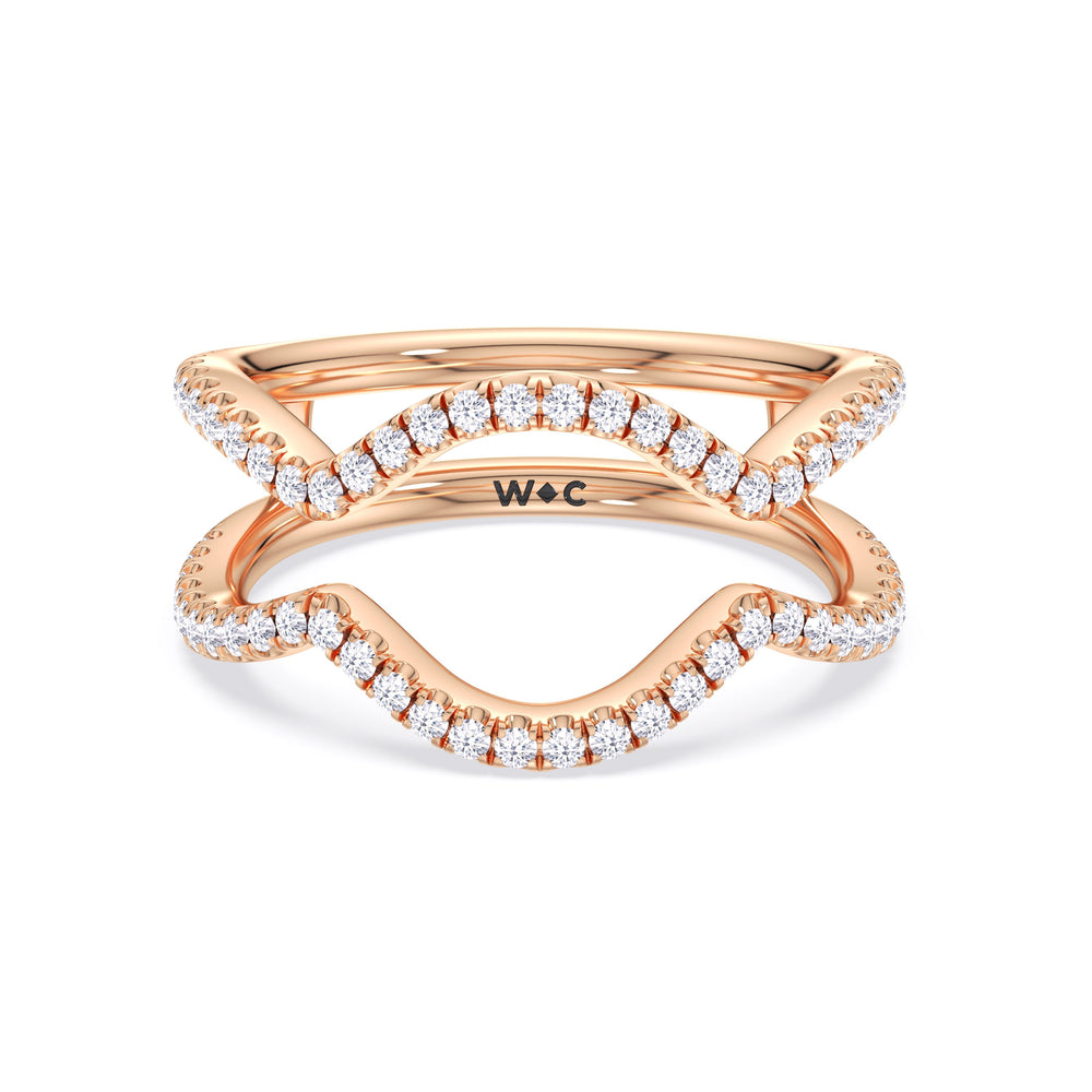 Elegance Twisted Half Pave Diamond Wedding Band with 18KT Rose Gold Cut Diamond in 14KT Rose Gold view 1
