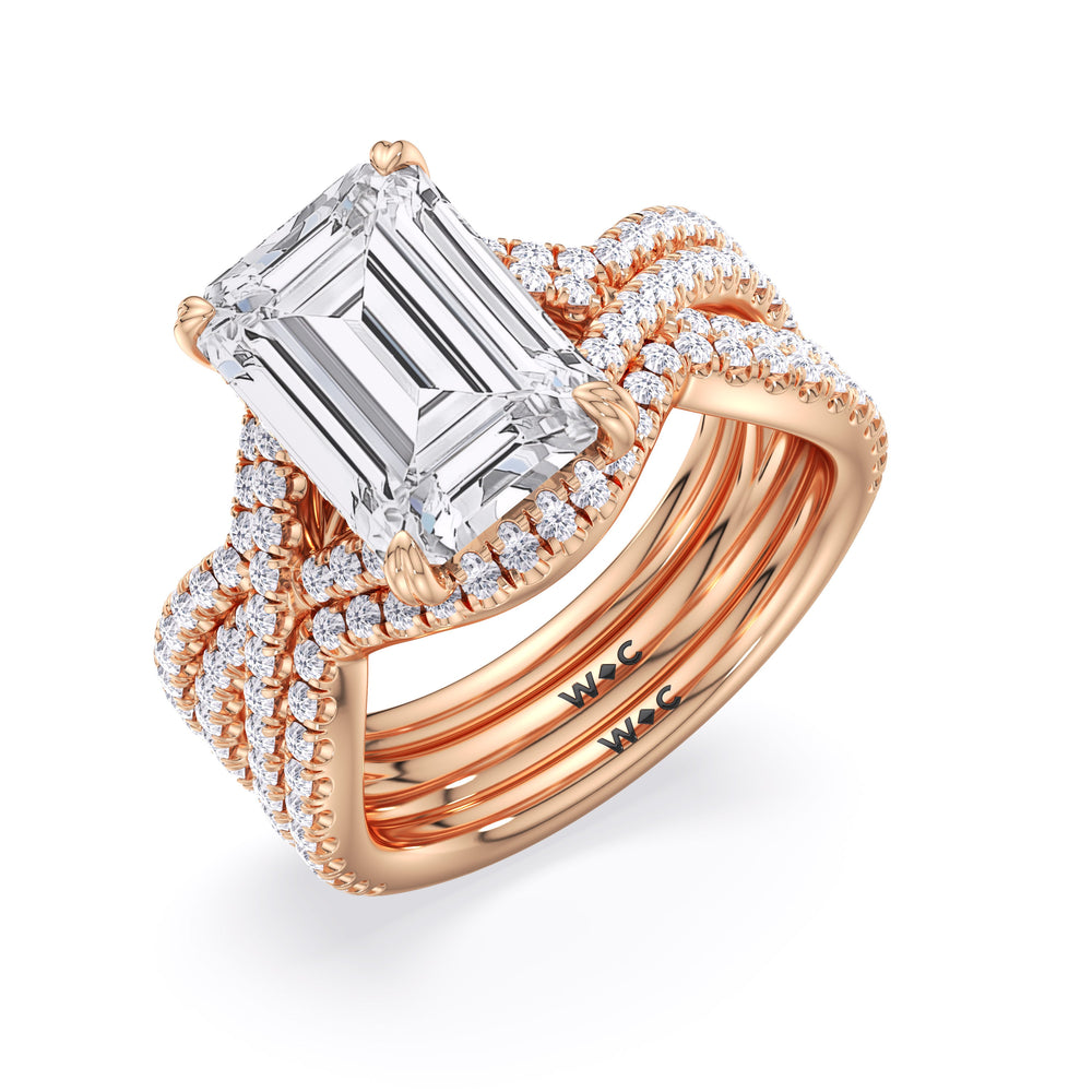 Oval Cut Elegance Twisted Half Pave Engagement Ring with Lab Grown Diamond in 14KT Rose Gold view 6
