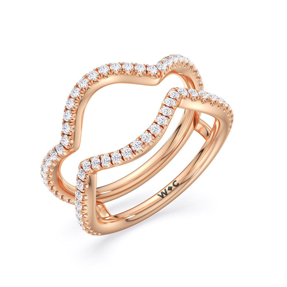 Elegance Twisted Half Pave Diamond Wedding Band with 18KT Rose Gold Cut Diamond in 14KT Rose Gold view 4

