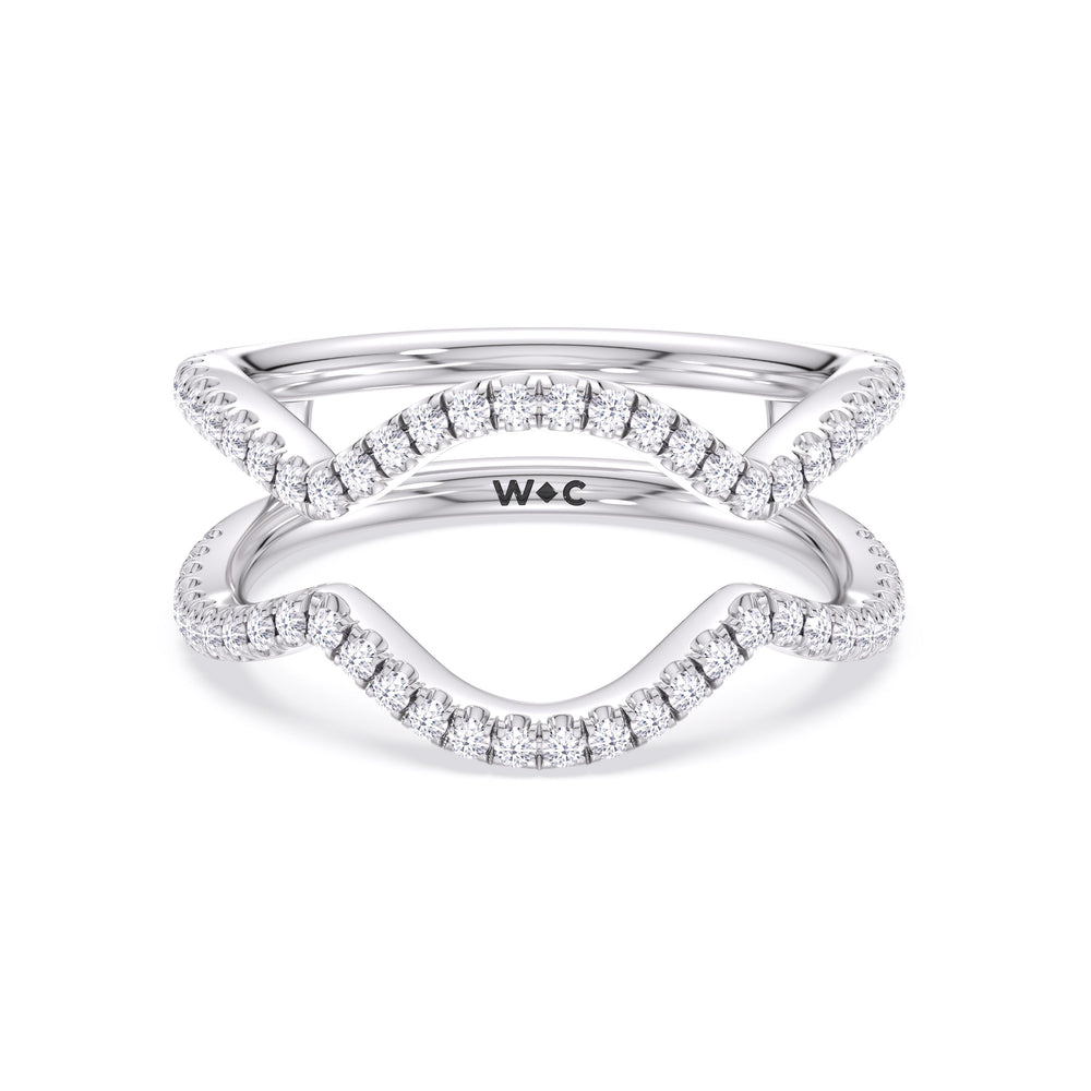 Elegance Twisted Half Pave Diamond Wedding Band with Platinum Cut Diamond in 14KT Platinum view 1
