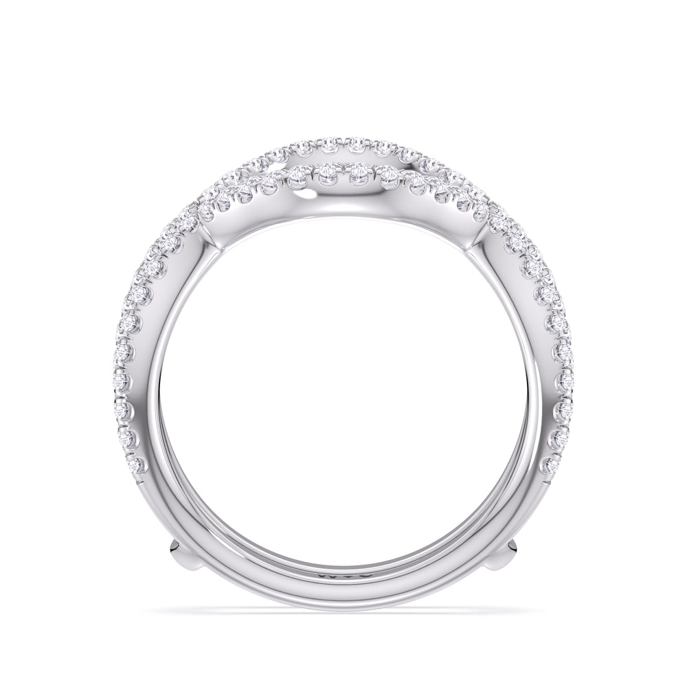 Elegance Twisted Half Pave Diamond Wedding Band with Platinum Cut Diamond in 14KT Platinum view 2
