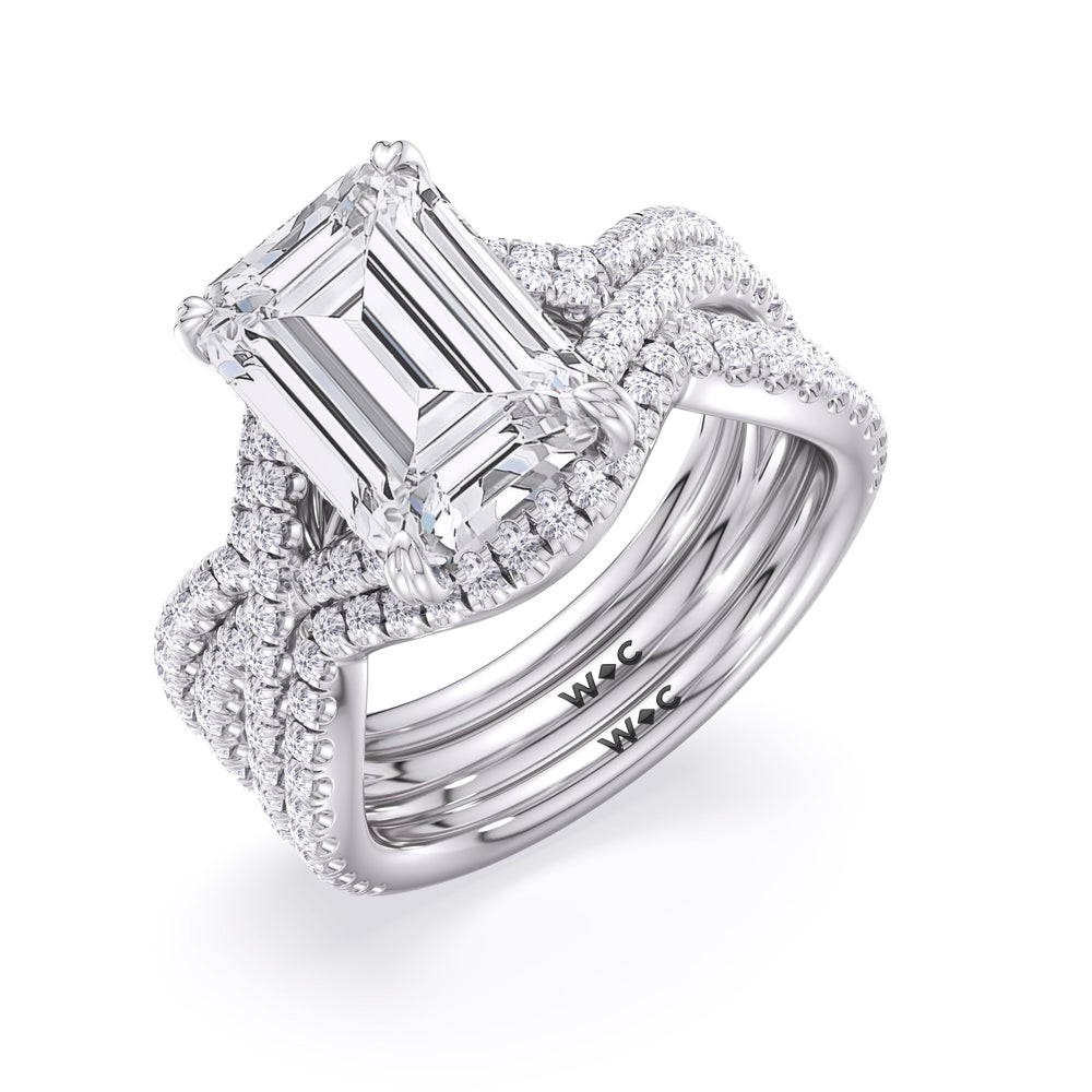 Round Cut Elegance Twisted Half Pave Engagement Ring with Lab Grown Diamond in 14KT Platinum view 6
