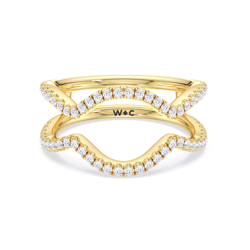 Elegance Twisted Half Pave Diamond Wedding Band with 18KT Yellow Gold Cut Diamond in 14KT Yellow Gold view 1
