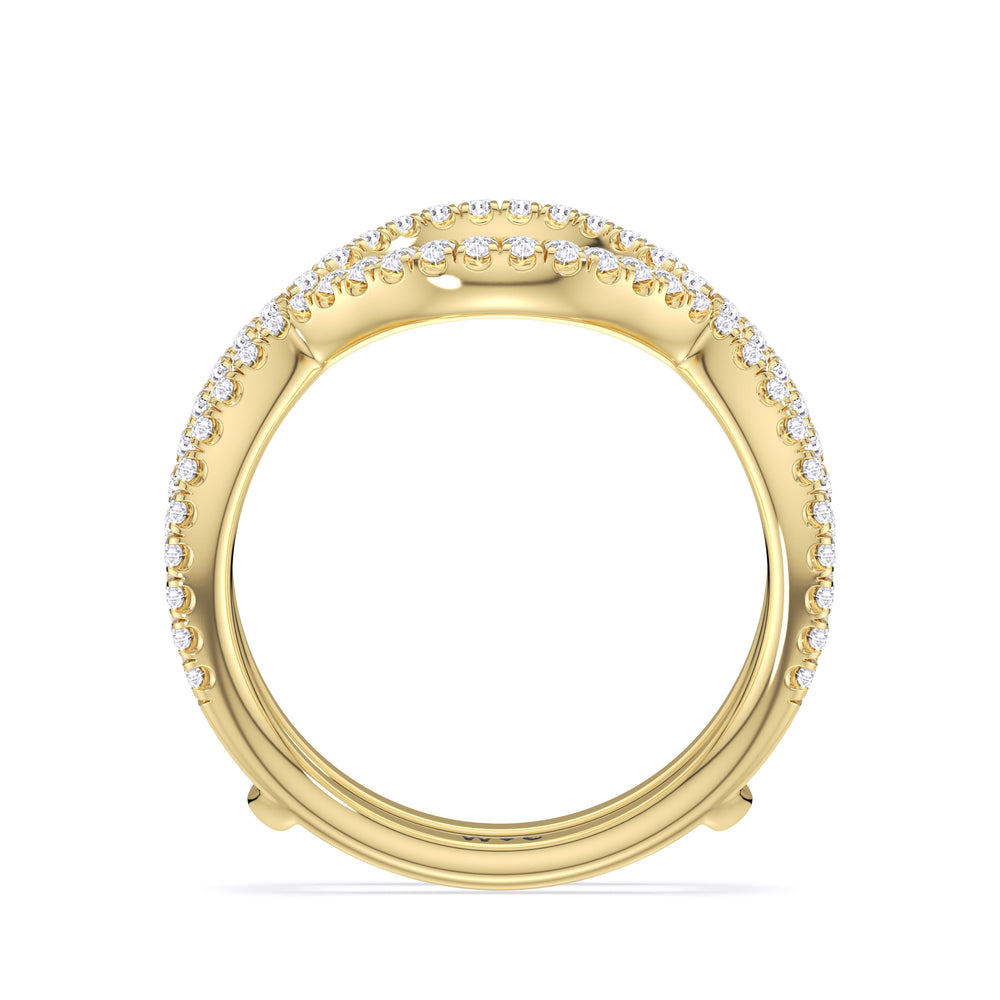 Elegance Twisted Half Pave Diamond Wedding Band with 18KT Yellow Gold Cut Diamond in 14KT Yellow Gold view 2
