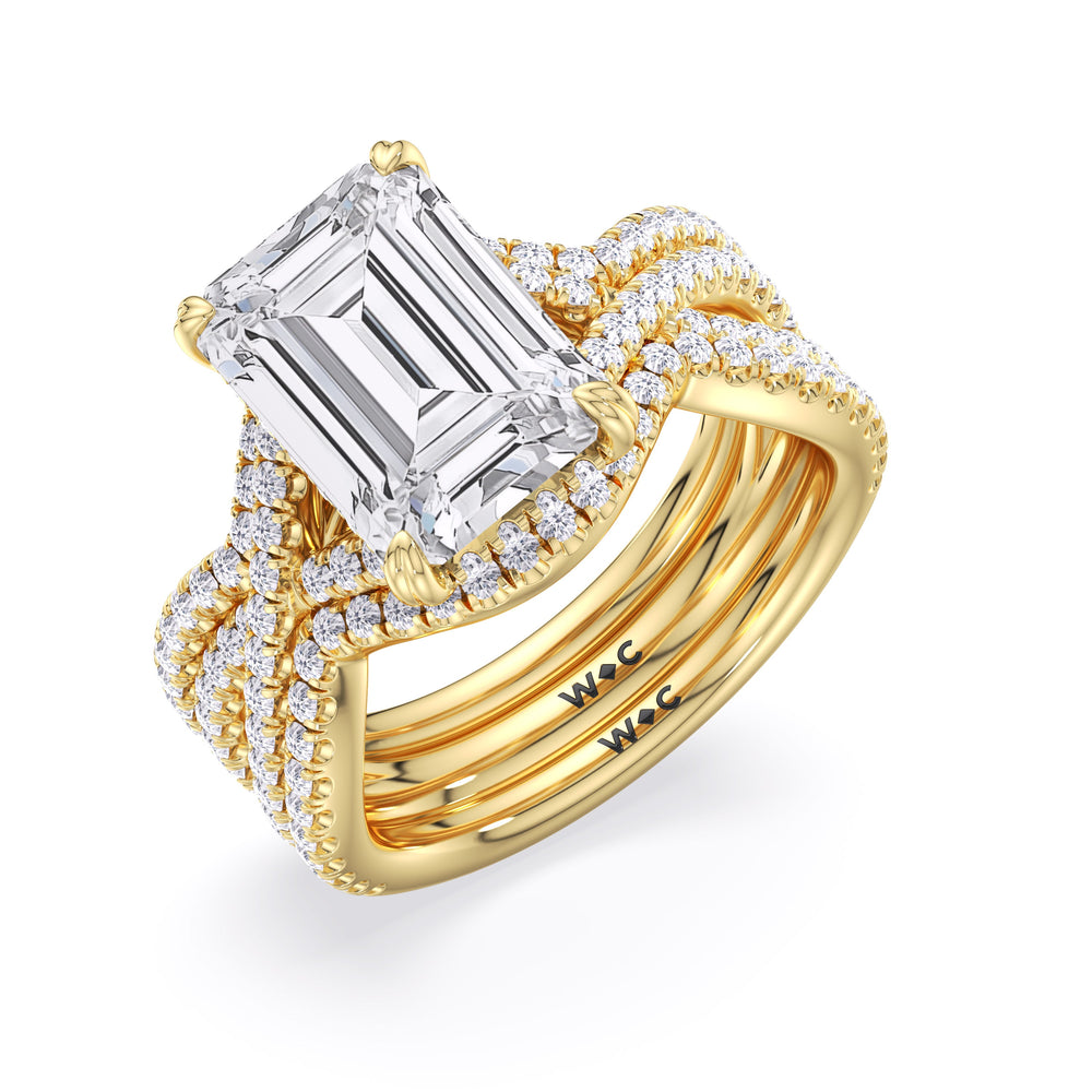 Oval Cut Elegance Twisted Half Pave Engagement Ring with Lab Grown Diamond in 14KT Yellow Gold view 6
