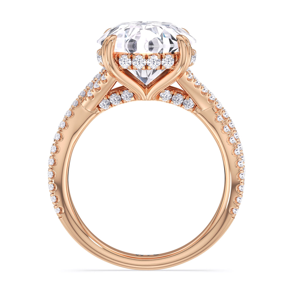 Round Cut Elegance Twisted Half Pave Engagement Ring with Lab Grown Diamond in 14KT Rose Gold view 4
