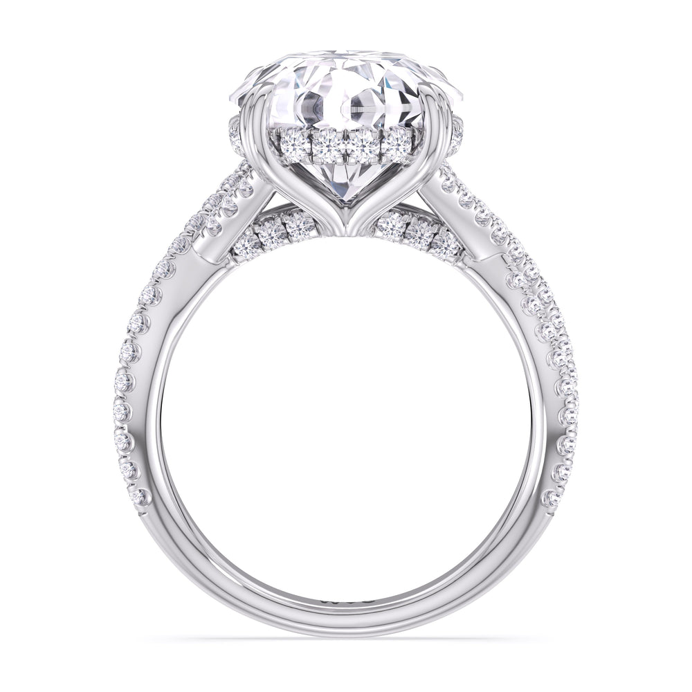 Round Cut Elegance Twisted Half Pave Engagement Ring with Lab Grown Diamond in 14KT Platinum view 4
