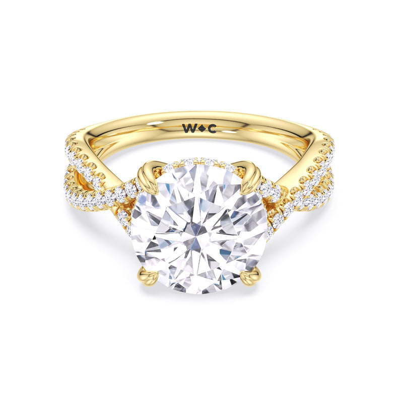 Elegance Twisted Half Pave Engagement Ring