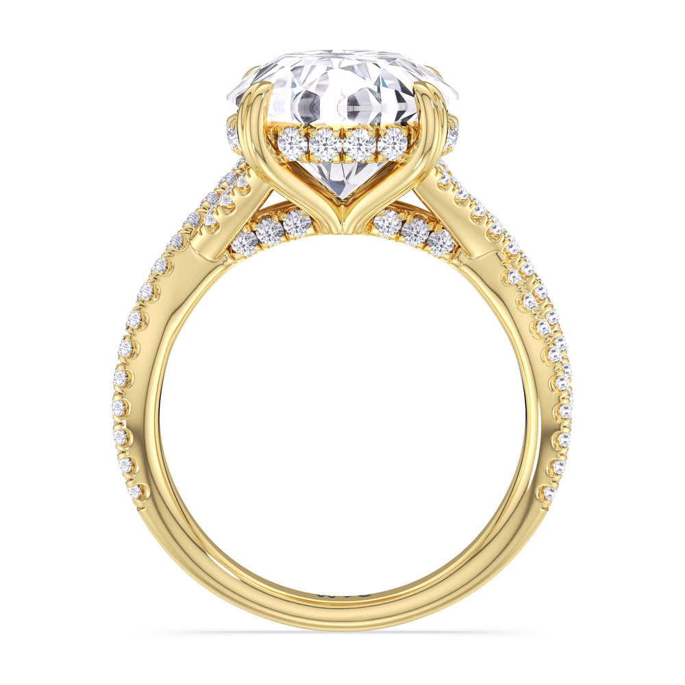 Round Cut Elegance Twisted Half Pave Engagement Ring with Lab Grown Diamond in 14KT Yellow Gold view 4
